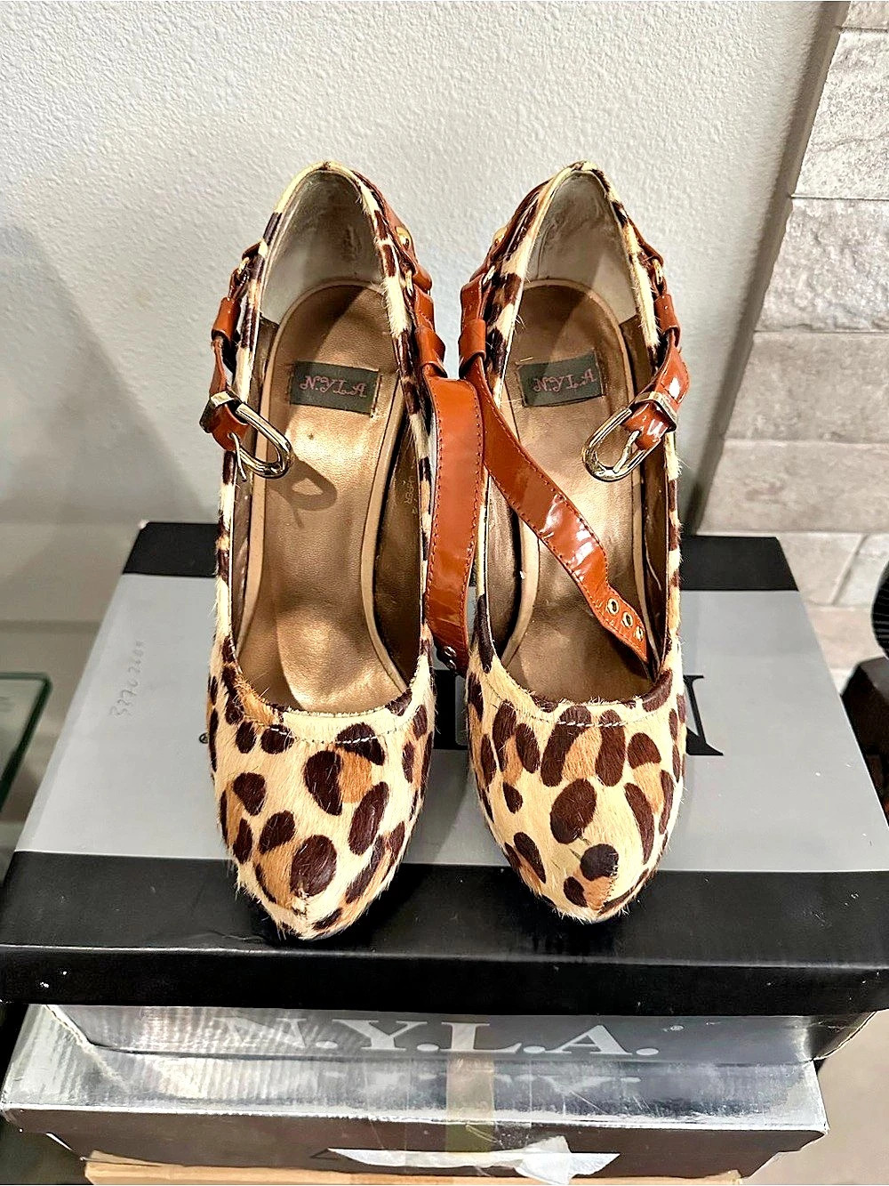 N.Y.L.A. Leopard Print Platform Heels